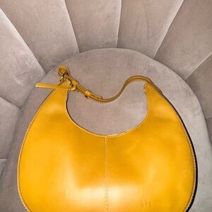 Mustard Yellow Leather Hobo Bag